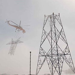 Big Eddy-Knight Transmission Line - tower construction, helicopter