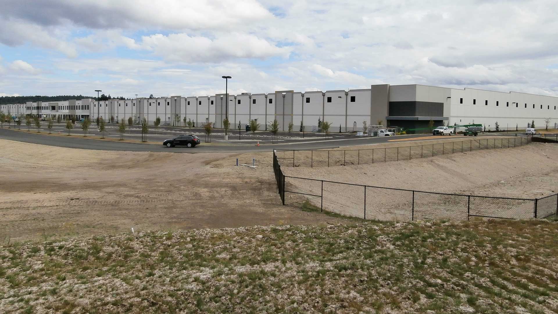 Amazon Distribution Center - building, swale